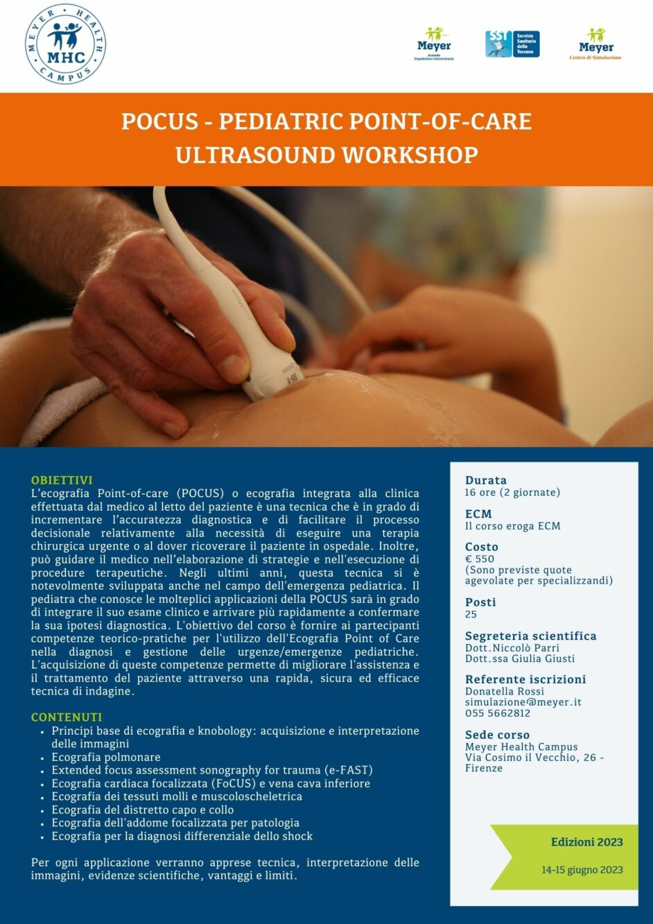 POCUS – Pediatric point-of-care ultrasound workshop (14-15 giugno 2023)