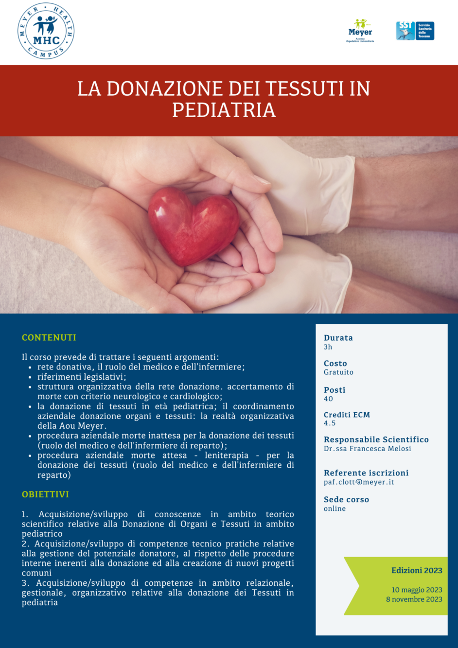 La donazione dei tessuti in età pediatrica (10 maggio 2023)