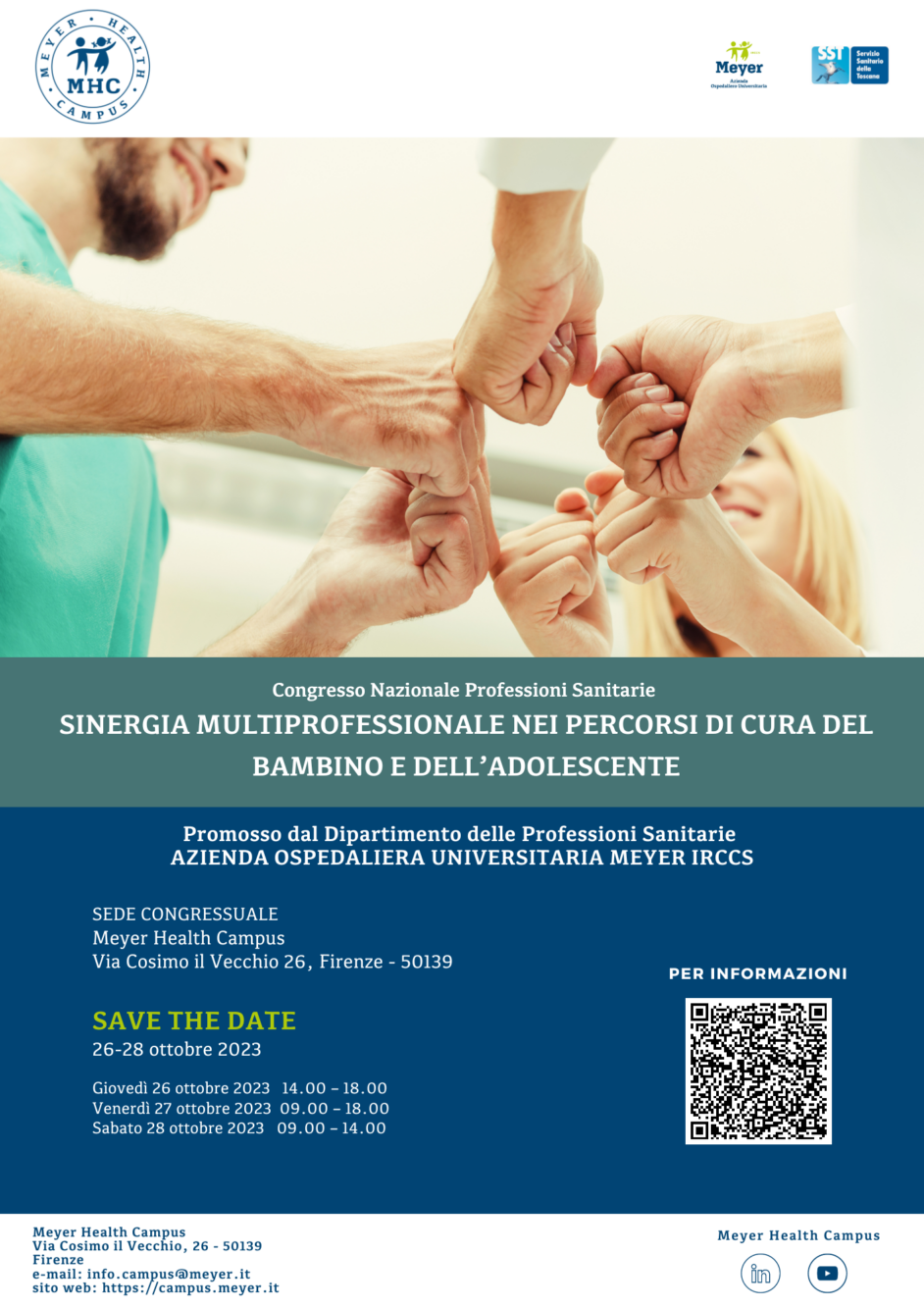 Congresso Nazionale Professioni Sanitarie. Sinergia multiprofessionale nei percorsi di cura del bambino e dell’adolescente (26-28 ottobre 2023)