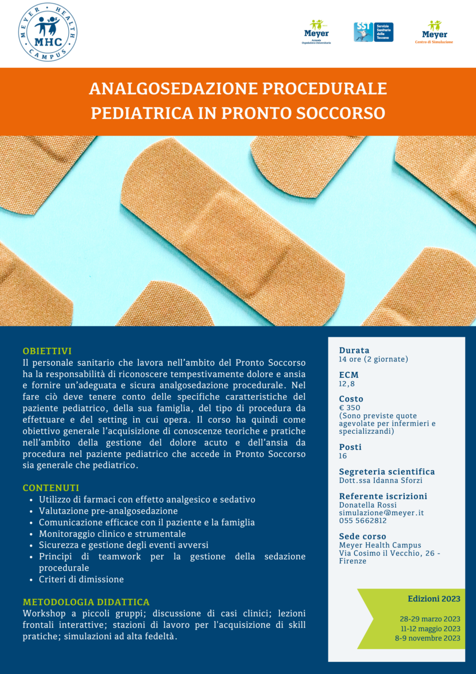 Analgosedazione procedurale pediatrica in Pronto Soccorso (8-9 novembre 2023)