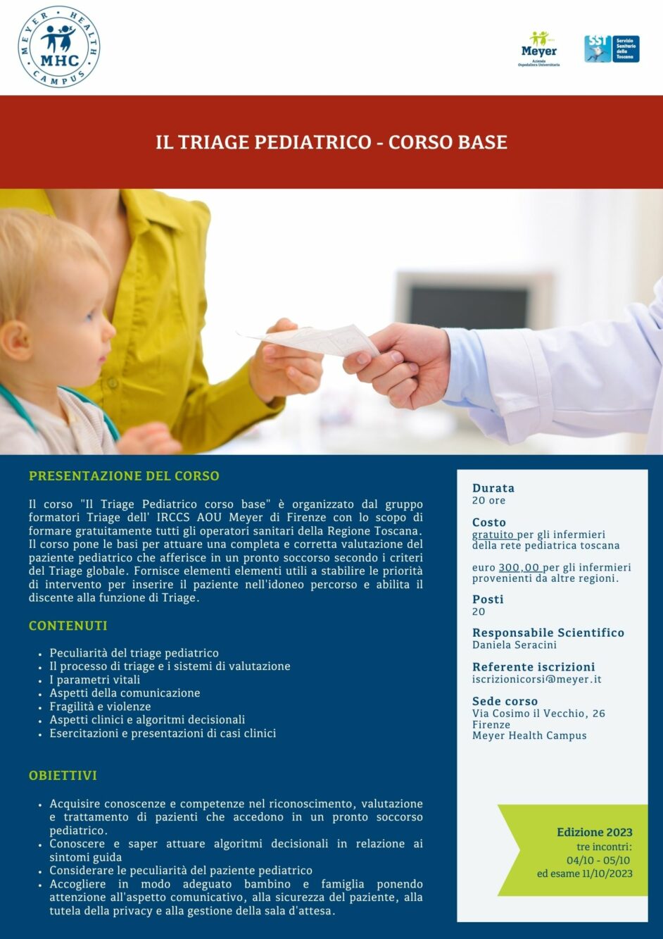 Il Triage Pediatrico – Corso base (4-11 ottobre 2023)