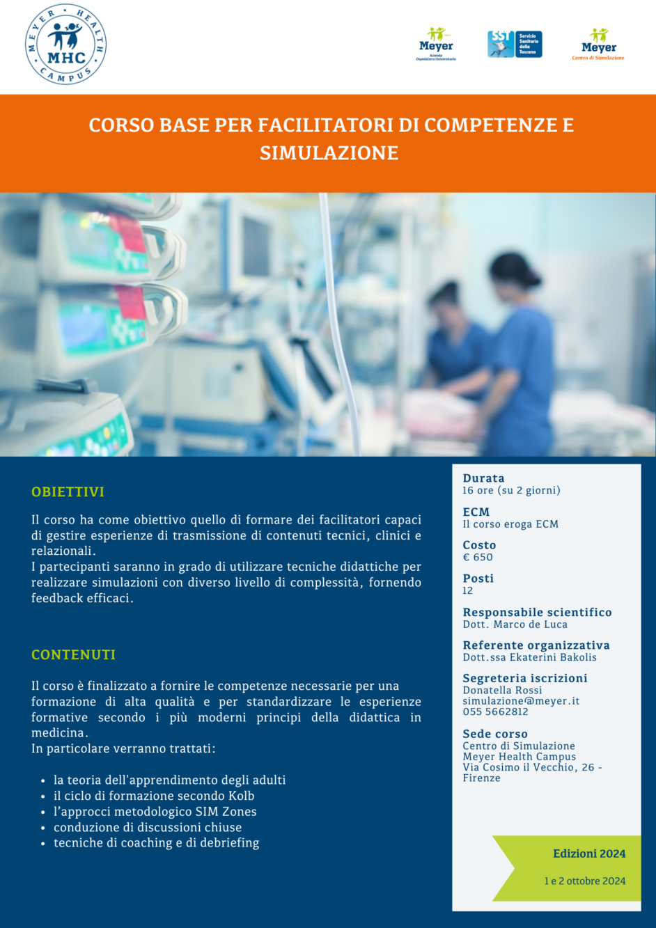 Corso base per facilitatori di competenze e  simulazione (1-2 ottobre 2024)