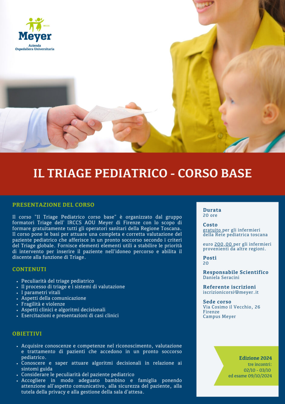 Il Triage Pediatrico – Corso base (2-9 ottobre 2024)